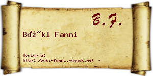 Büki Fanni névjegykártya