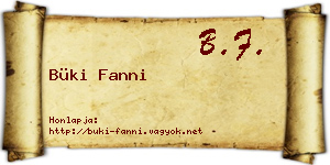 Büki Fanni névjegykártya